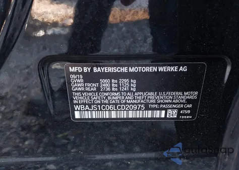 2020 BMW 540I from USA, damaged, VIN WBAJS1C06LCD20975